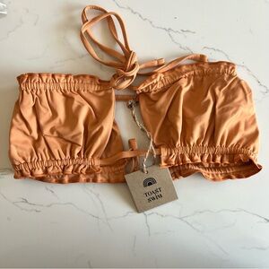 Free People x Taost signature ruffle bandeau top | color sandstone | size s